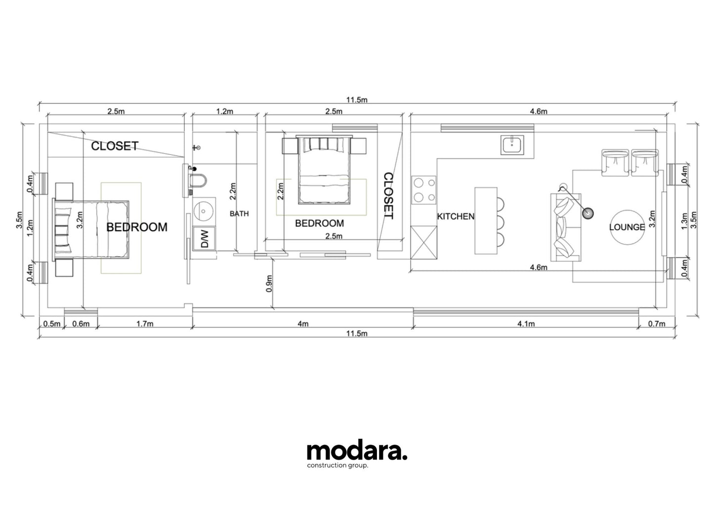 Echo V2 - 2 Bed, 1 Bath - 40SQM